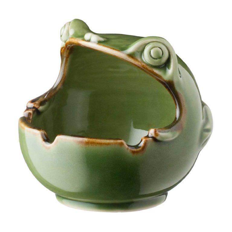 Frog Ashtray Green Gloss with Brown Rim - Jenggala Keramik Bali - Ceramic