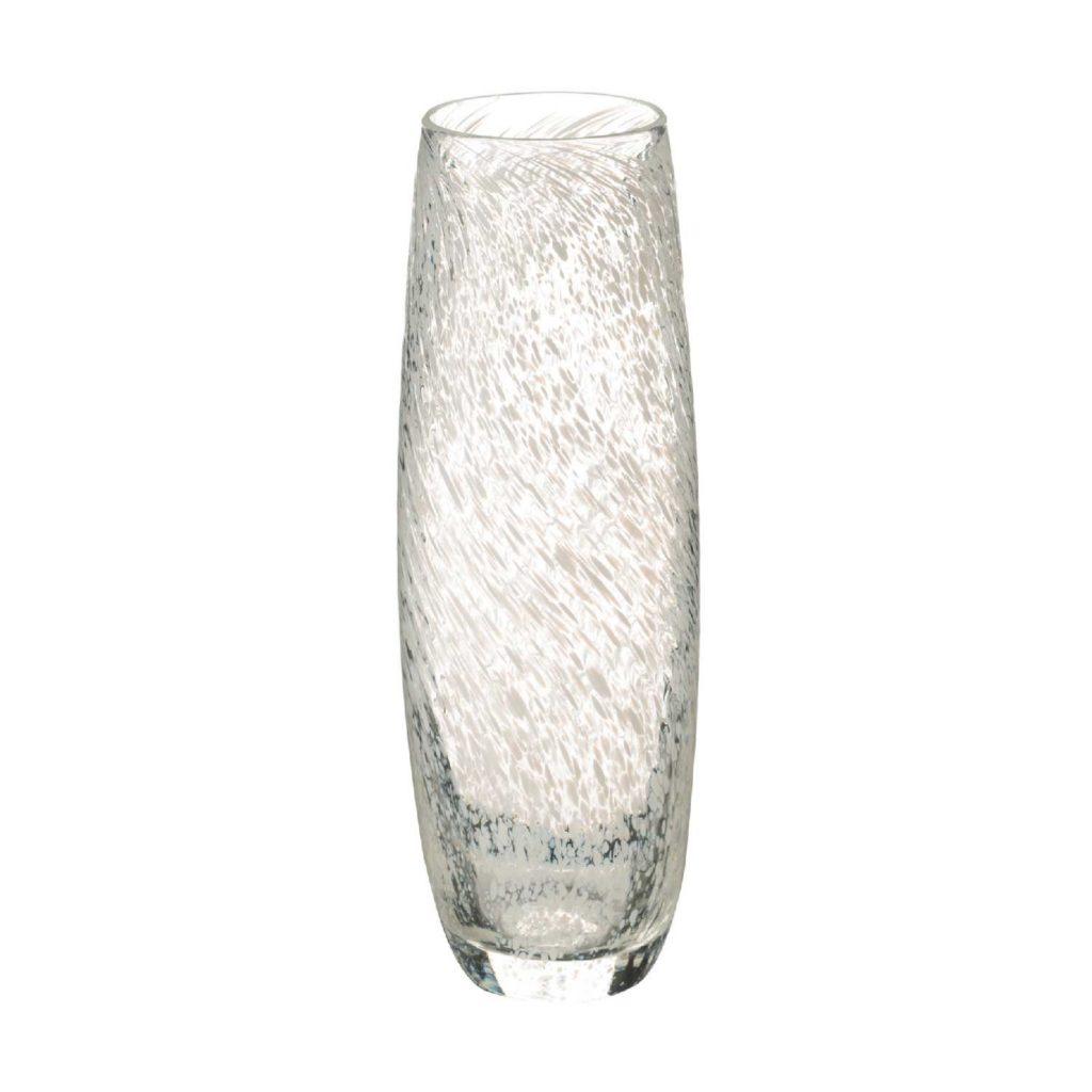 Narrow Glass Vase - Speckled White
