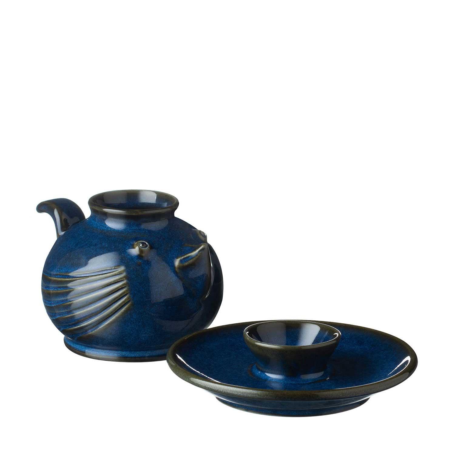 Classic Round Tea/Coffee Pot Varied Blue - Jenggala Keramik Bali