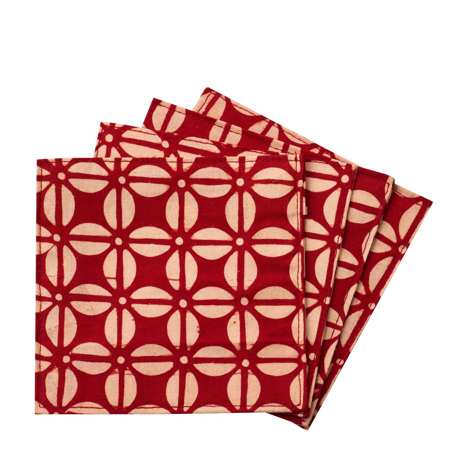 Coaster Batik red Set 4