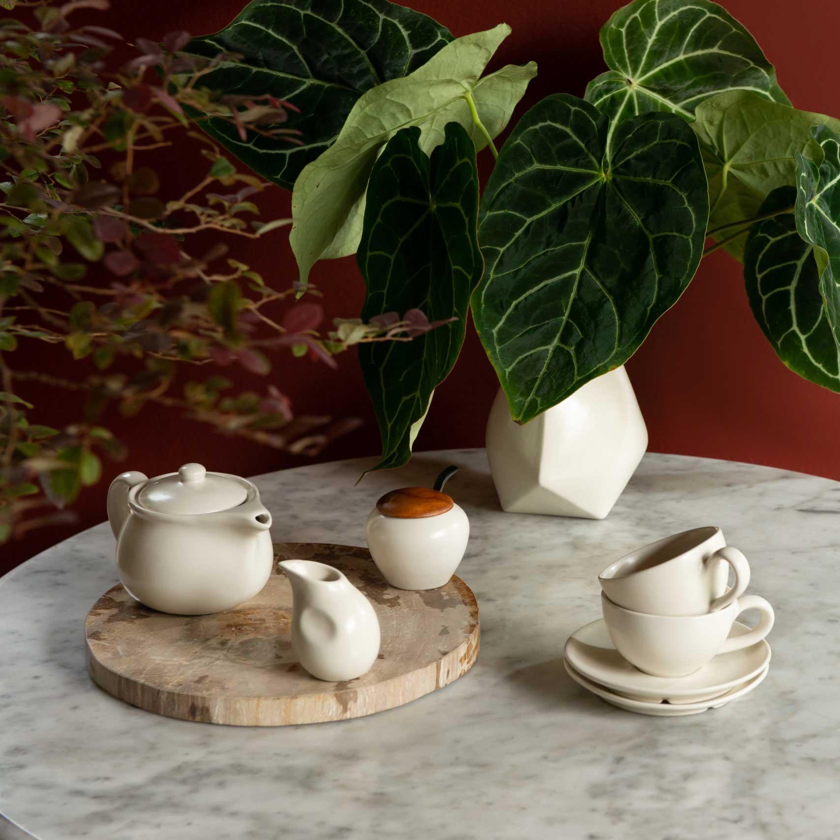 Classic Round Tea/Coffee Pot Cream Kahala - Jenggala Keramik Bali - Ceramic