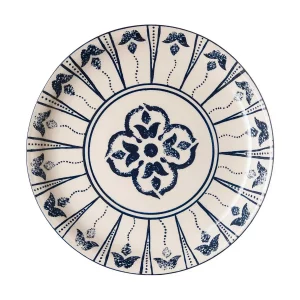 indigo floral serving plate