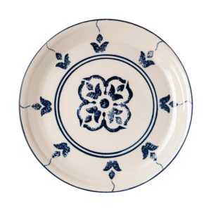 indigo floral serving plate