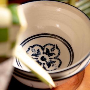 indigo floral soup bowl